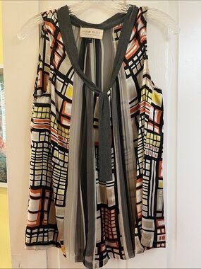 Dream Daily Women's Geometric Print Tie-Neck Blouse - Multi